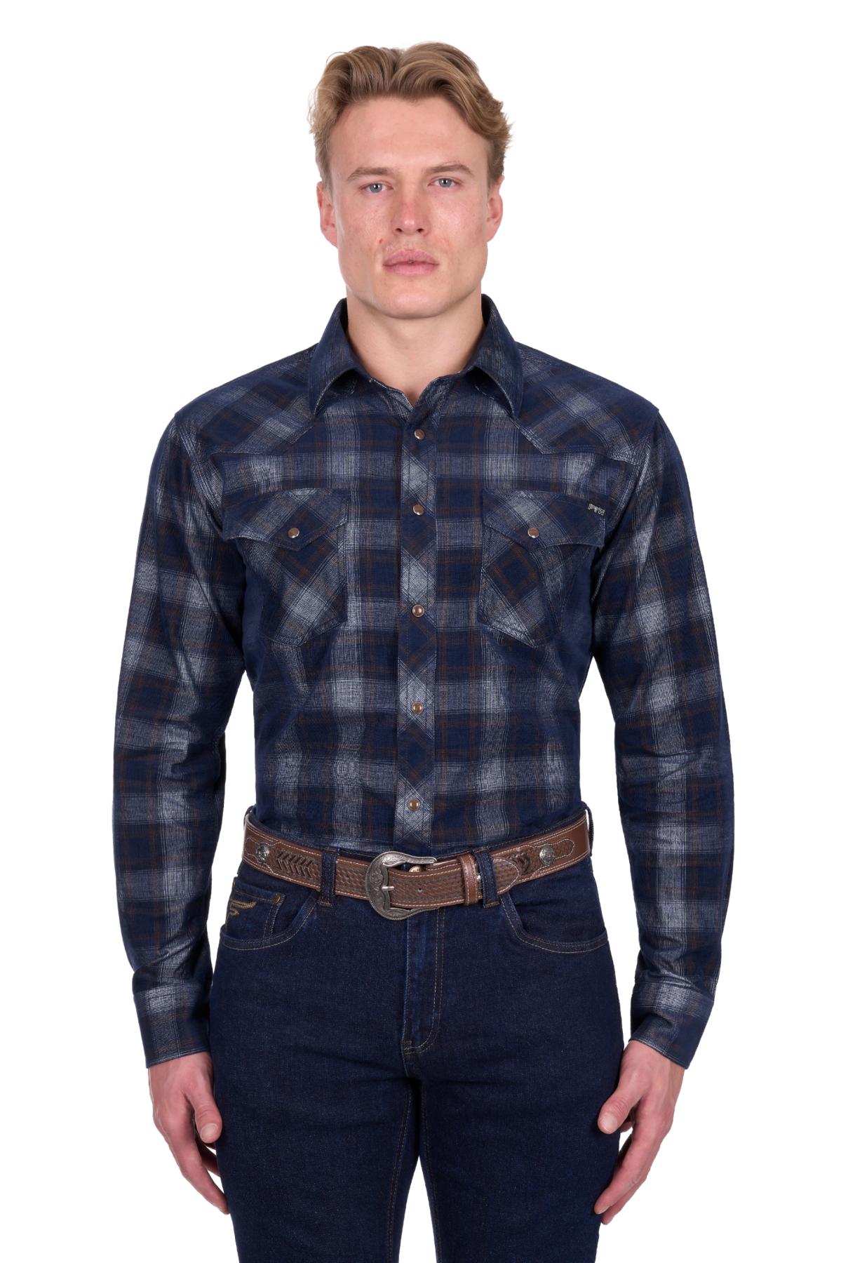 Men’s Harley Check Cord Western Long Sleeve Shirt