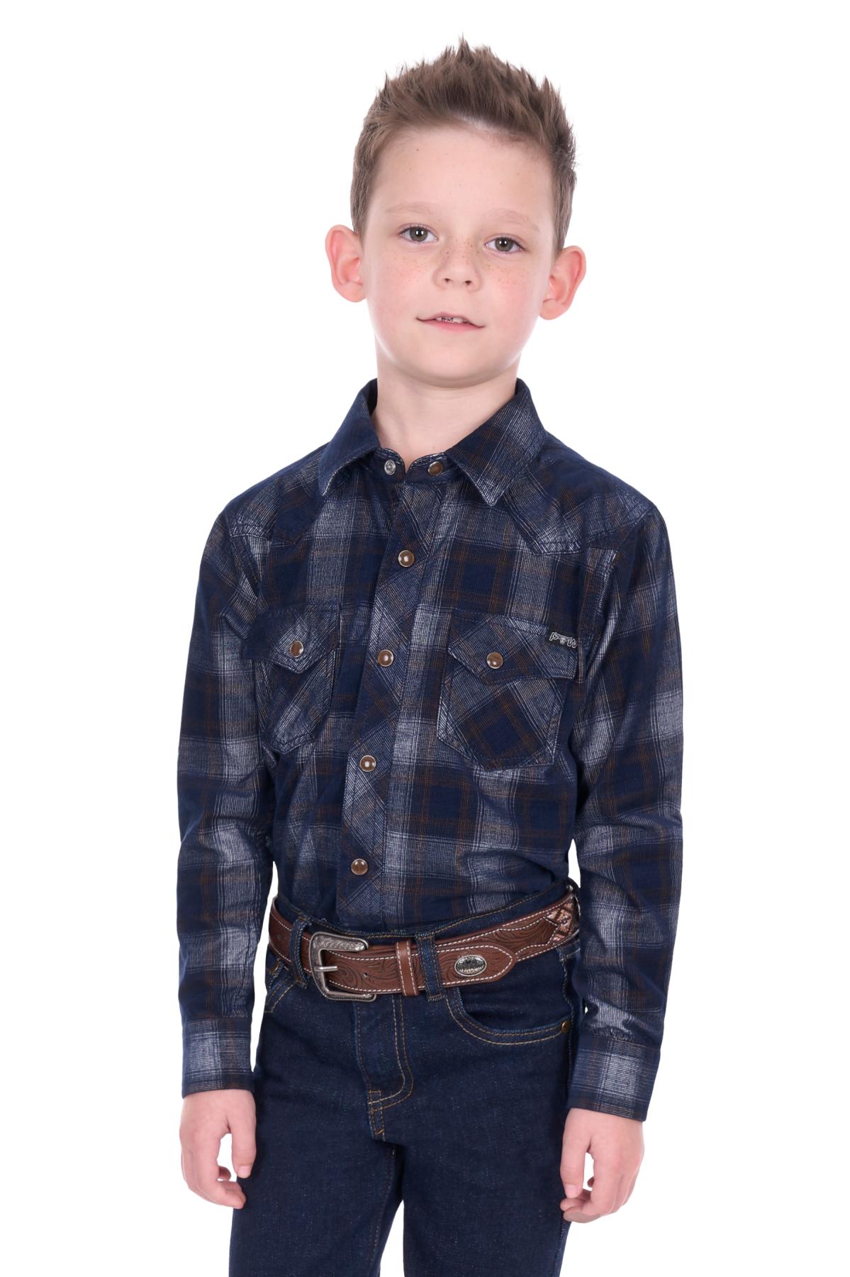 Boy’s Harley Check Cord Western Long Sleeve Shirt