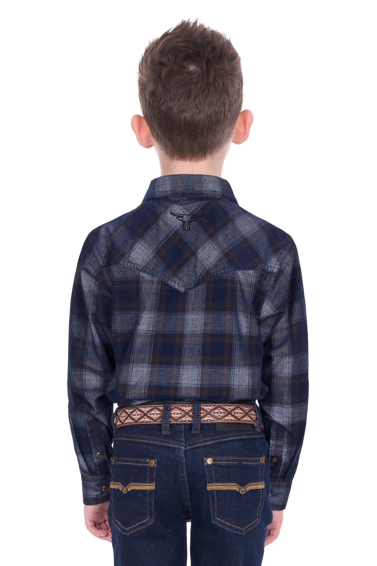Boy’s Harley Check Cord Western Long Sleeve Shirt
