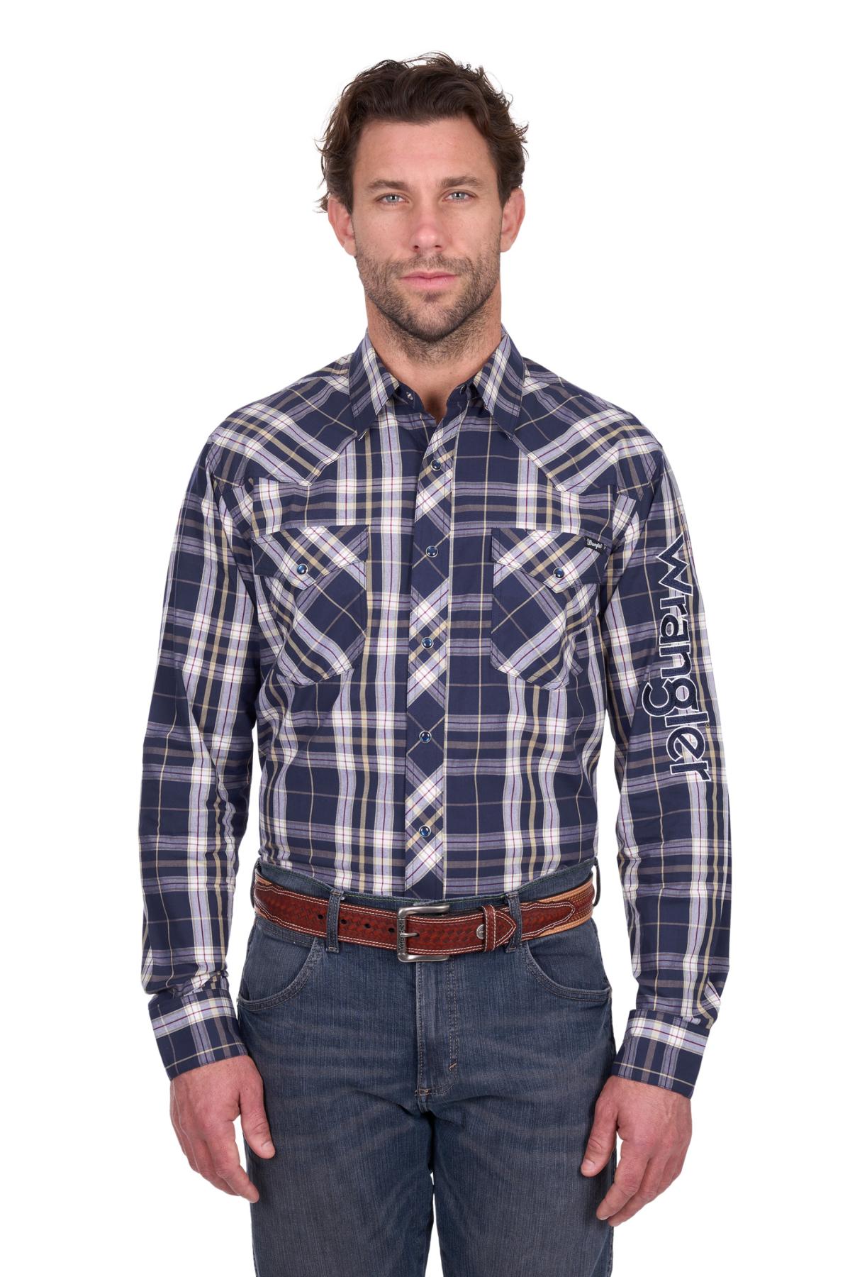 Men’s Wayne Check Logo Western Long Sleeve Shirt