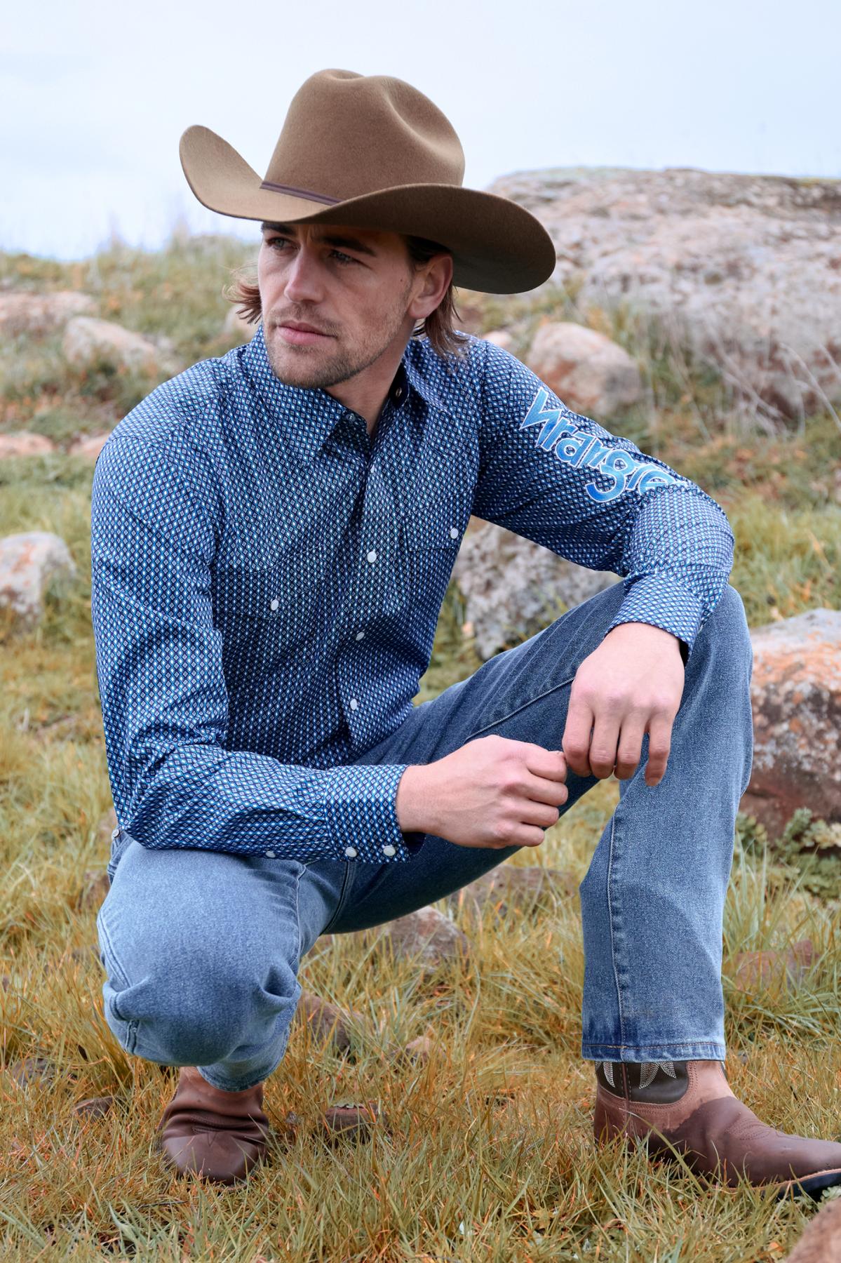 Men’s Kyle Print Logo Western Long Sleeve Shirt