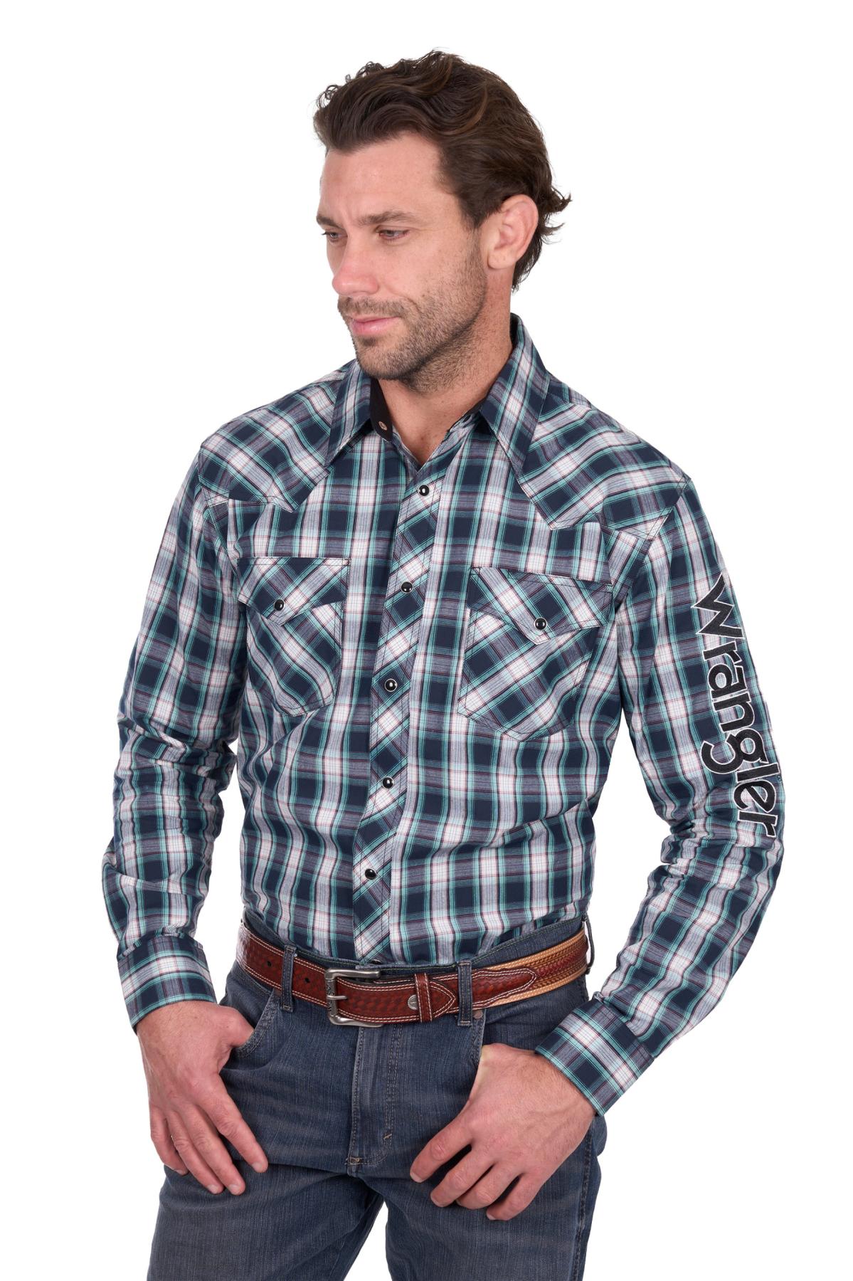 Men’s Dustin Check Logo Western Long Sleeve Shirt