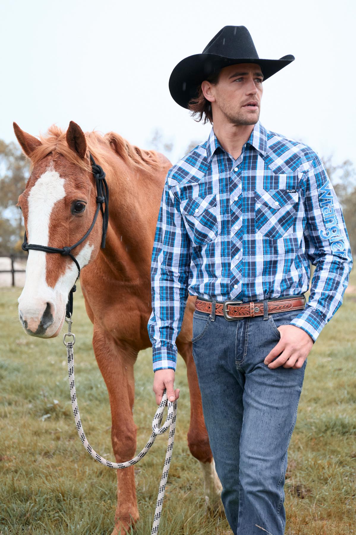 Men’s Tony Check Logo Western Long Sleeve Shirt