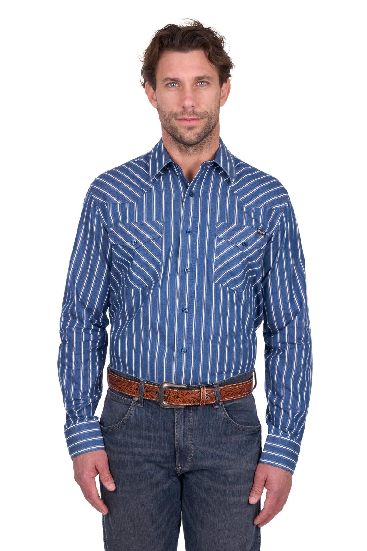 Men’s Roy Stripe Western Button Down Long Sleeve Shirt