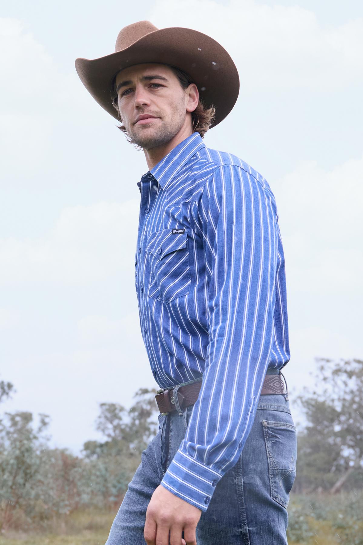 Men’s Roy Stripe Western Button Down Long Sleeve Shirt