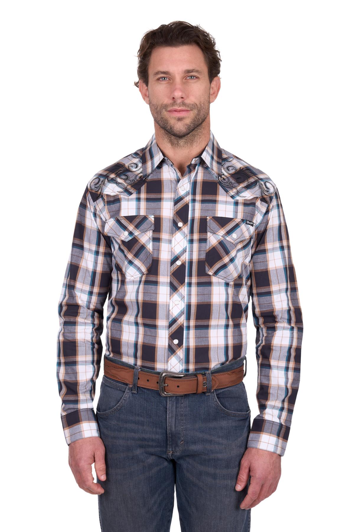 Men’s Ricky Check Embroidered Long Sleeve Shirt