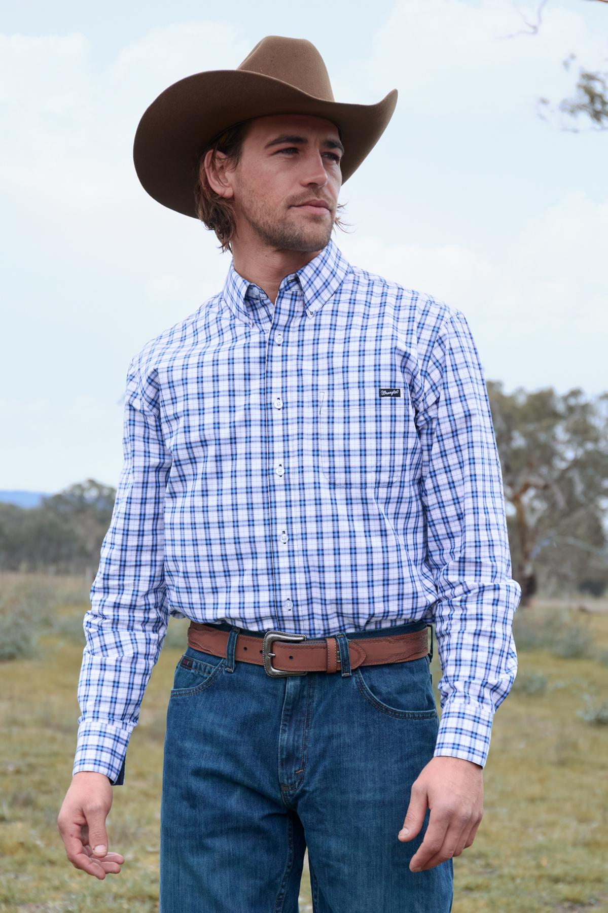 Men’s Bob Check Button Down Long Sleeve Shirt