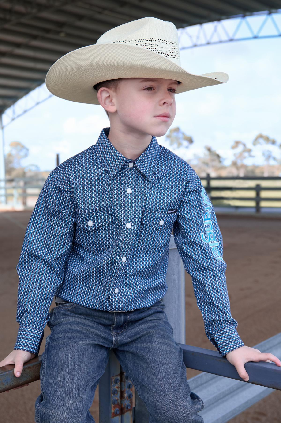Boy’s Kyle Print Logo Western Long Sleeve Shirt