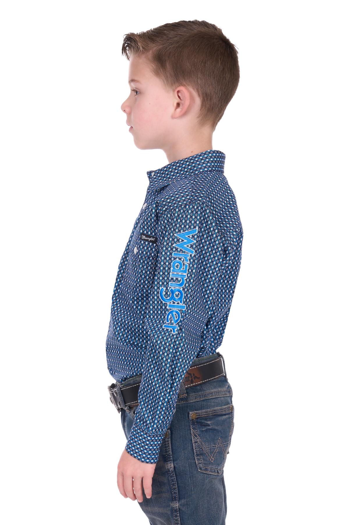 Boy’s Kyle Print Logo Western Long Sleeve Shirt