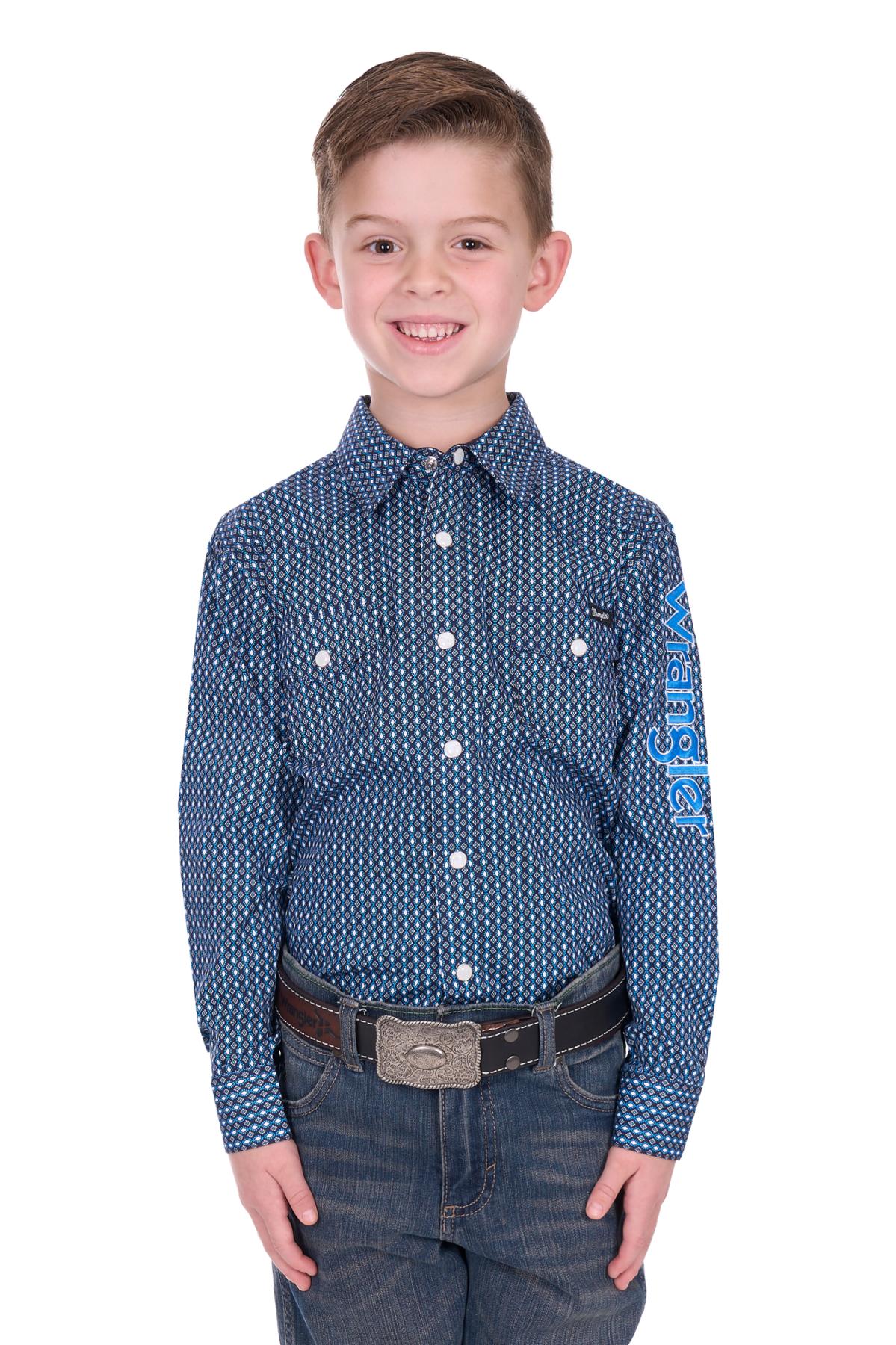 Boy’s Kyle Print Logo Western Long Sleeve Shirt