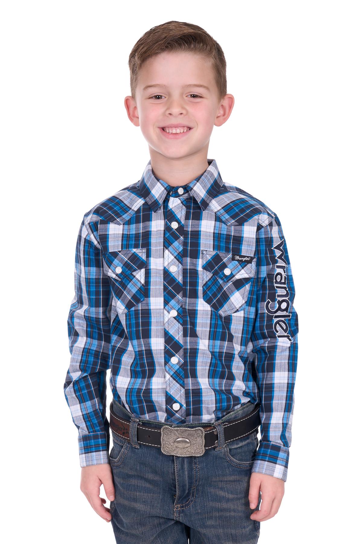Boy’s Tony Check Logo Western Long Sleeve Shirt