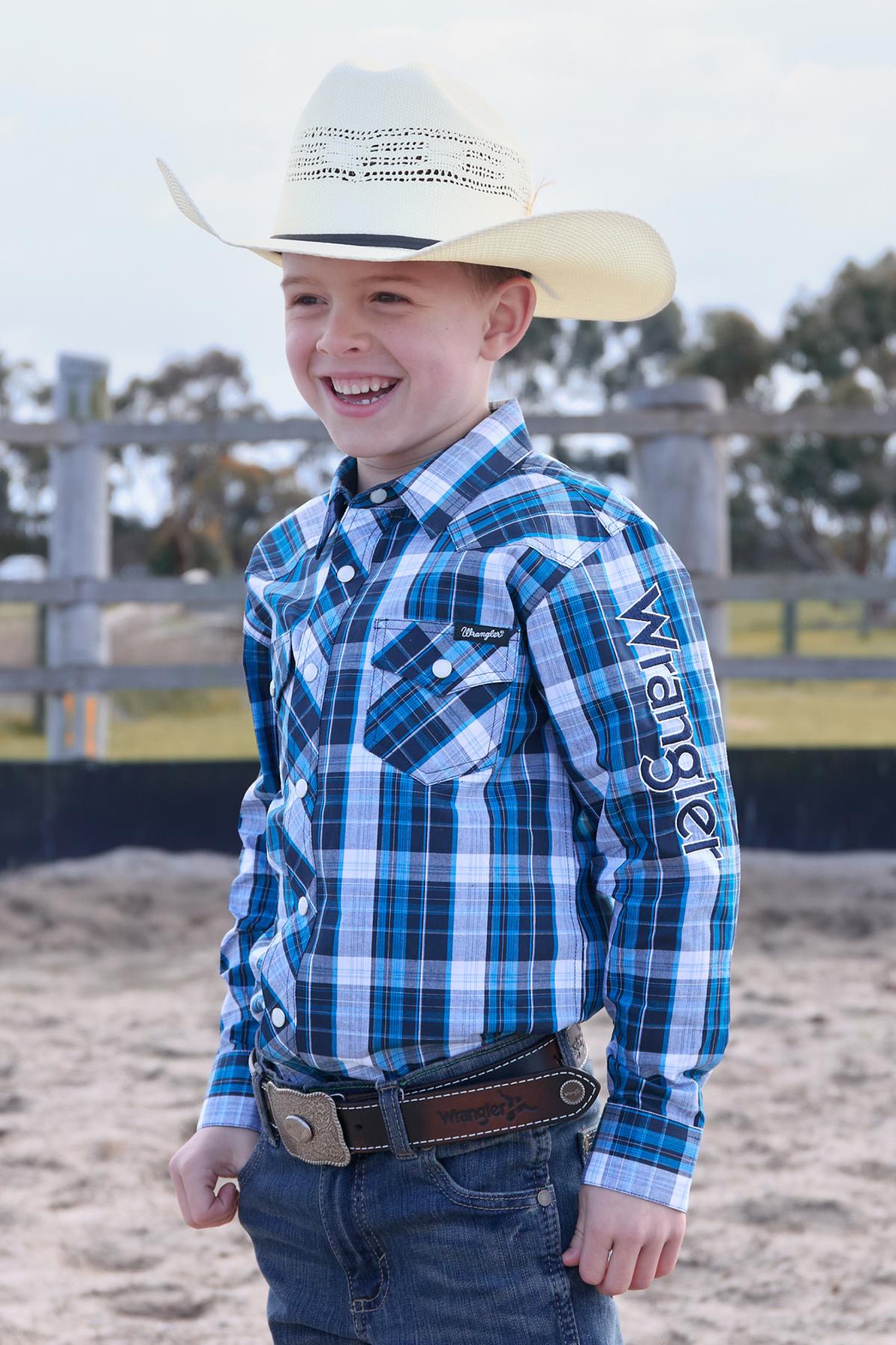 Boy’s Tony Check Logo Western Long Sleeve Shirt