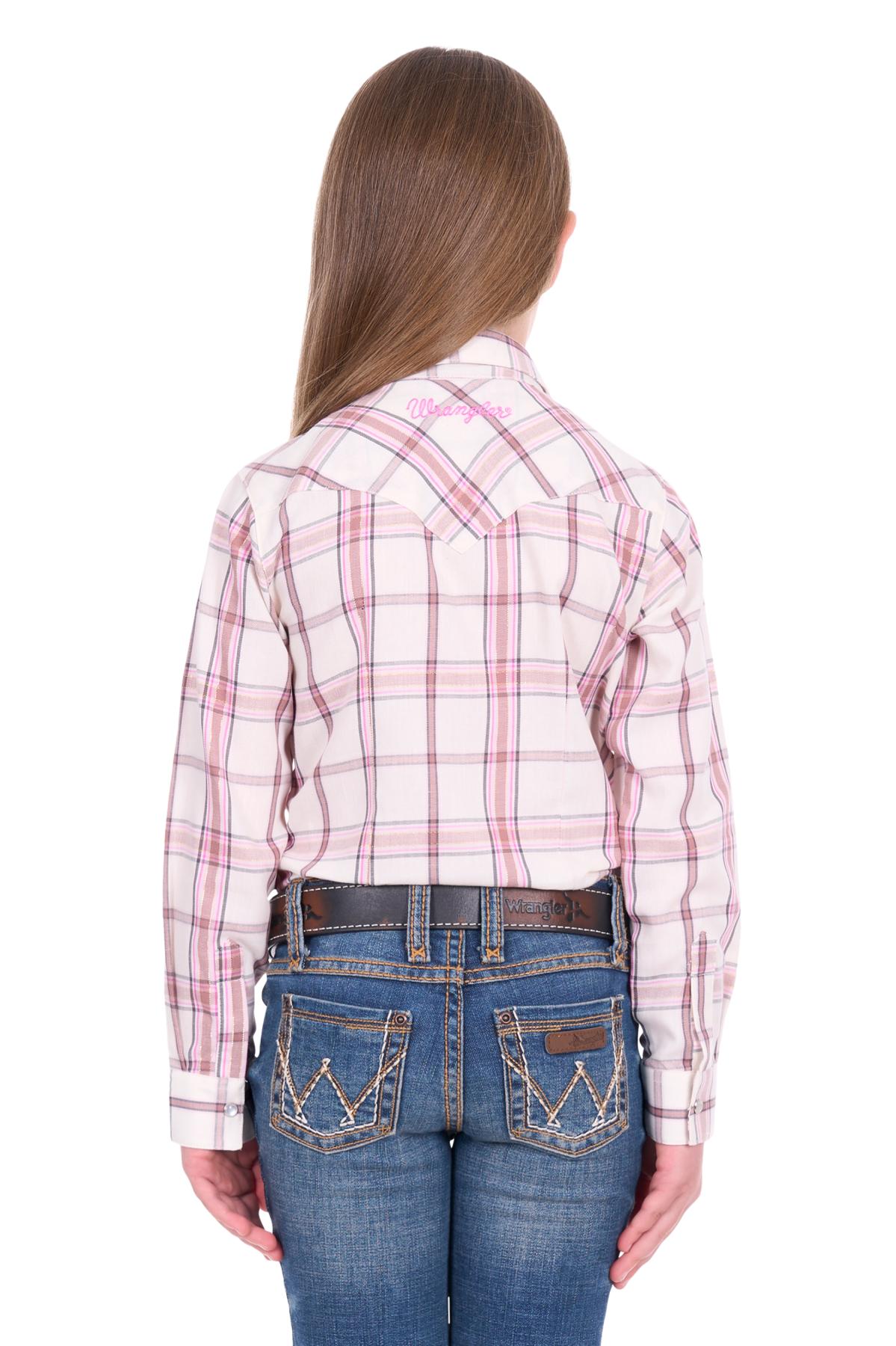 Girl’s Henley Check Logo Long Sleeve Shirt