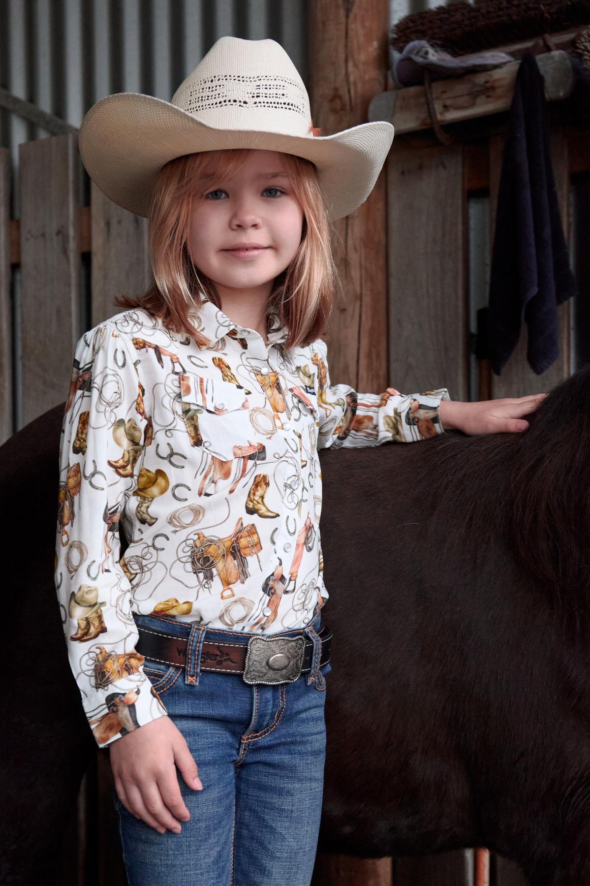 Girl’s Marilyn Print Western Long Sleeve Shirt