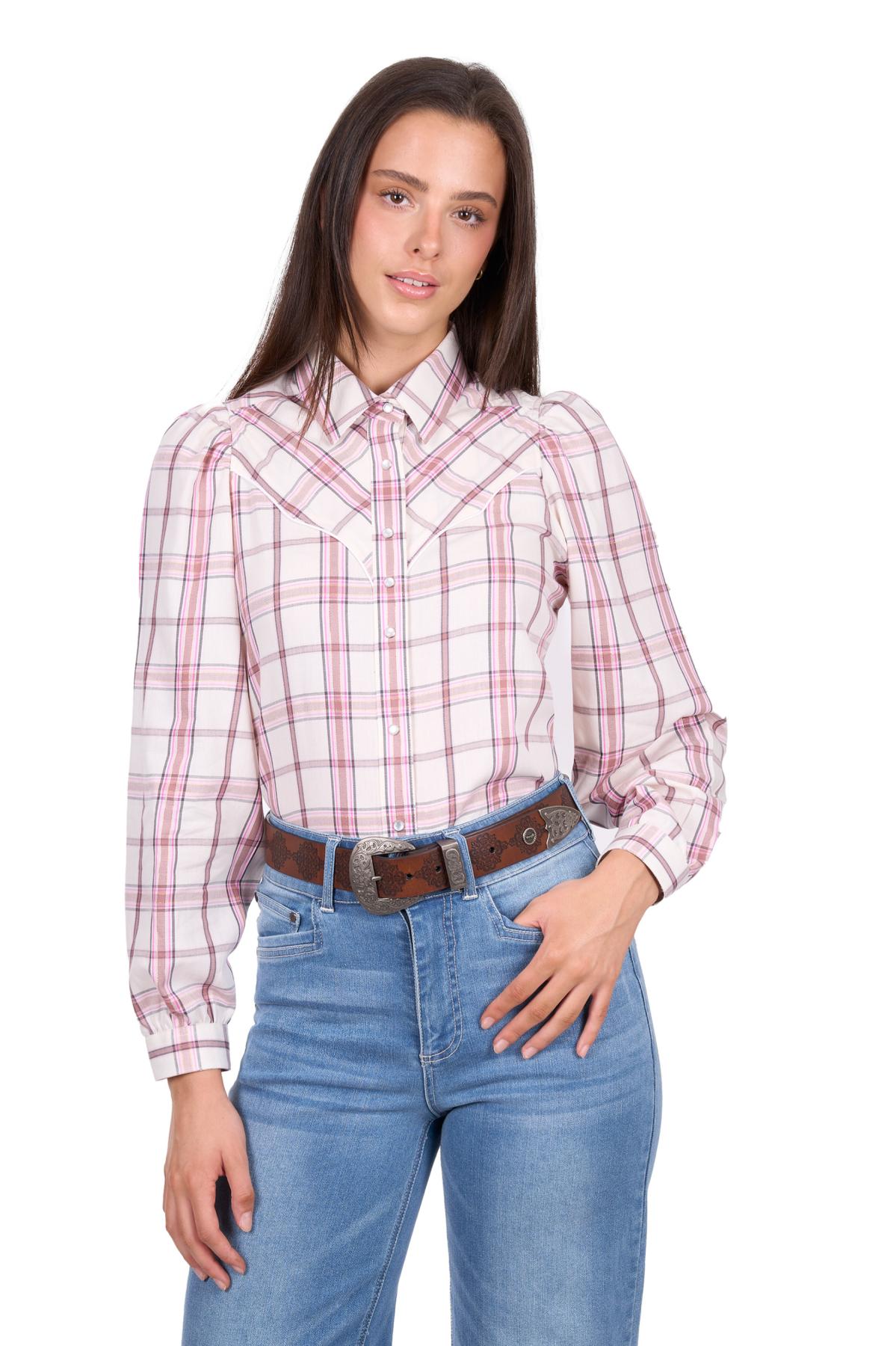 Women’s Henley Check Western Long Sleeve Shirt