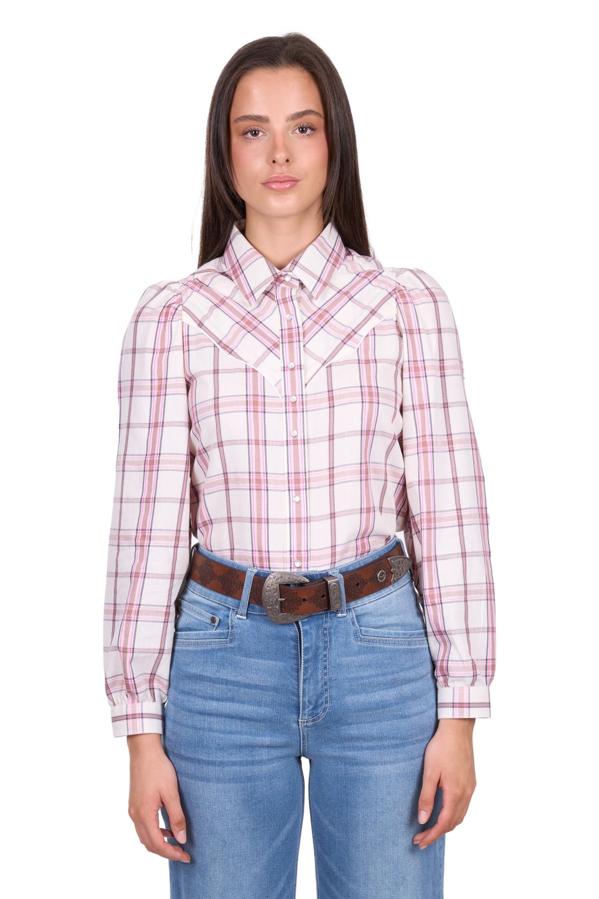 Women’s Henley Check Western Long Sleeve Shirt
