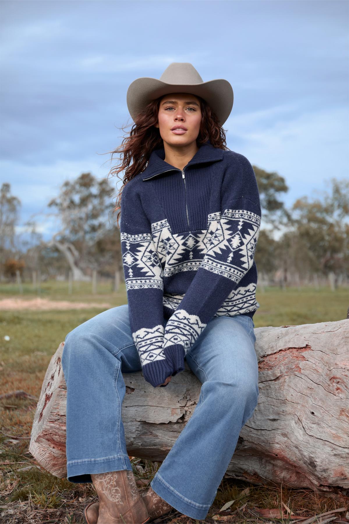 Women’s Lacey Knitted 1/4 Zip Pullover