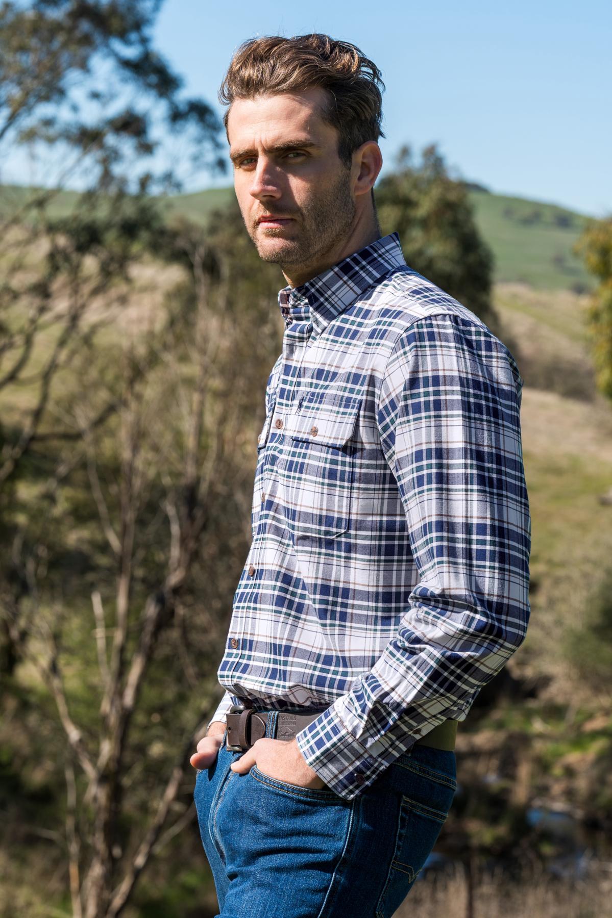 Men’s Justin Check 2 Pocket Long Sleeve Shirt