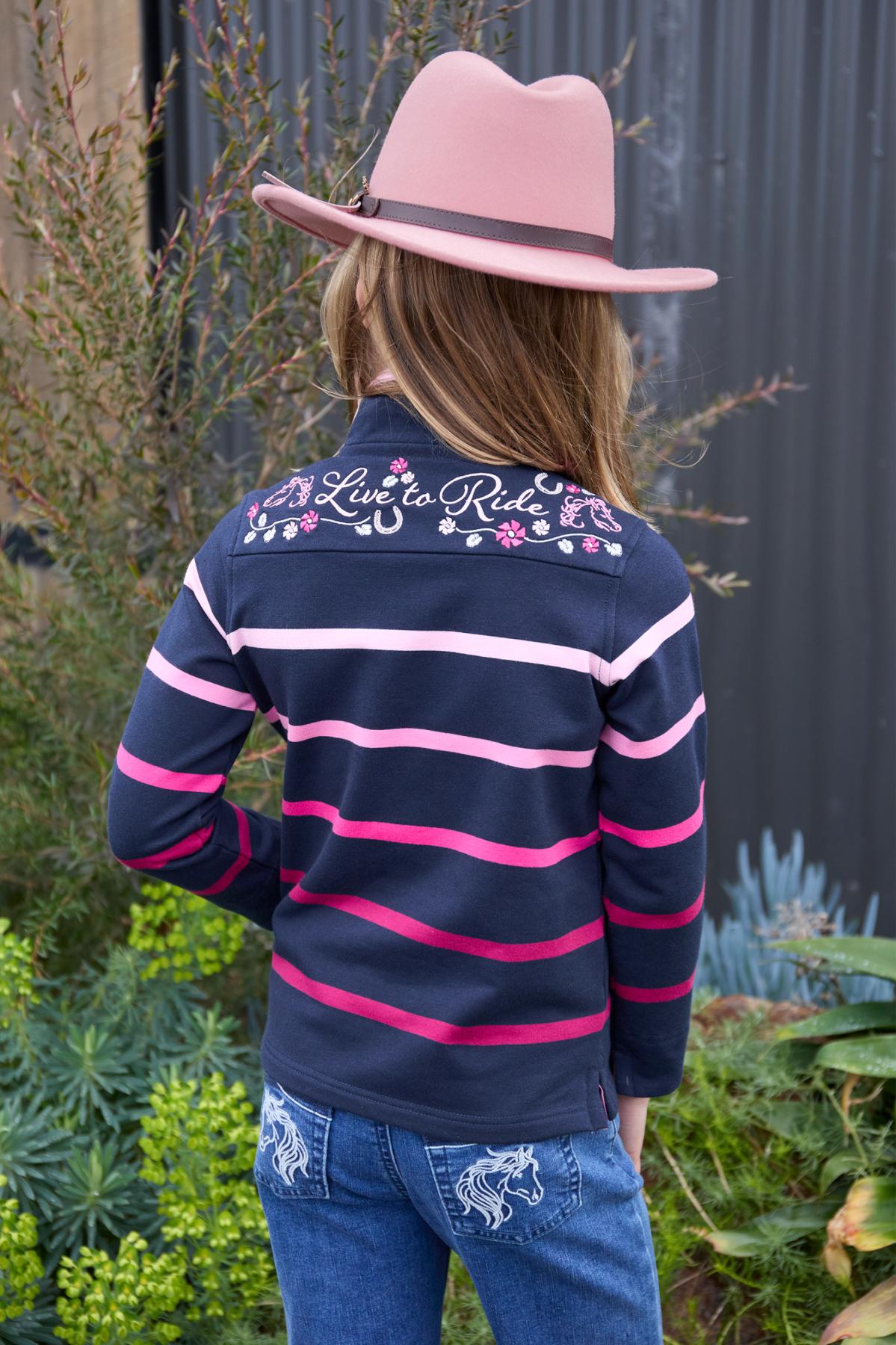 Girl's Gemma 1/4 Zip Stripe Rugby