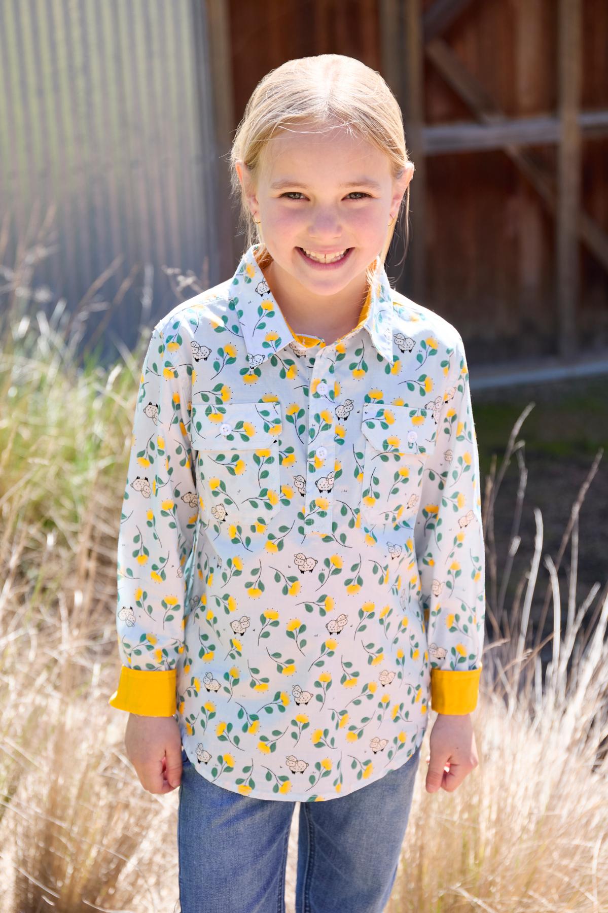 Kid's Suzie Half Placket Long Sleeve Shirt