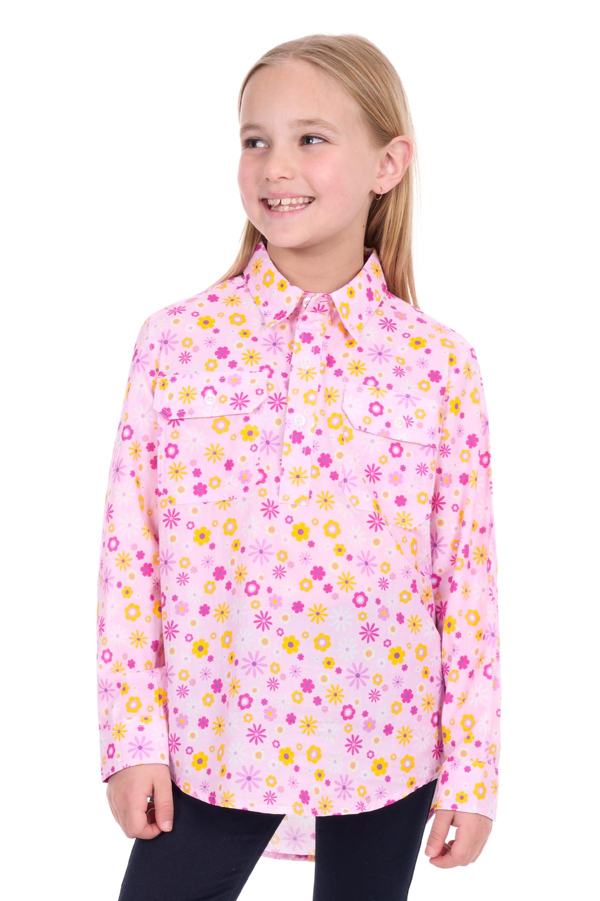 Kid's Daisy Half Placket Long Sleeve Shirt