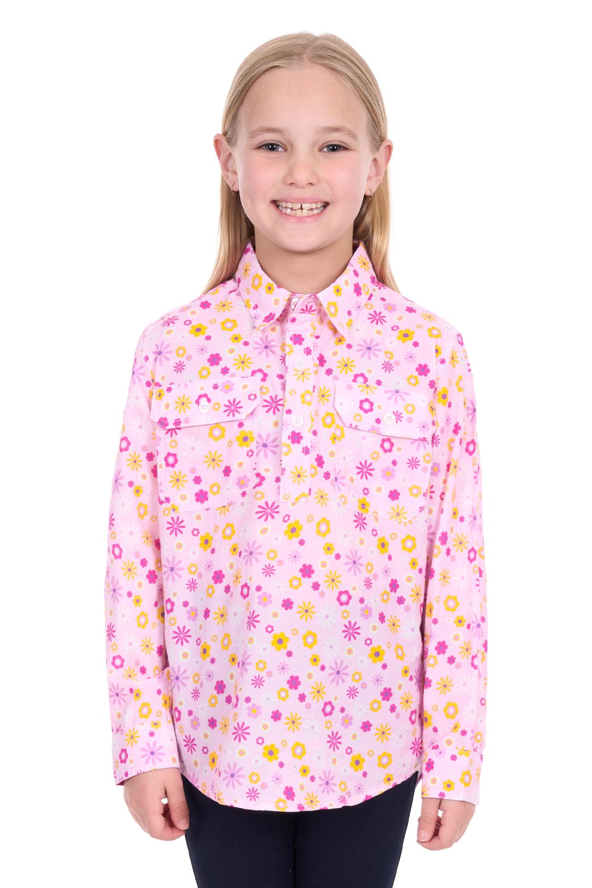 Kid's Daisy Half Placket Long Sleeve Shirt