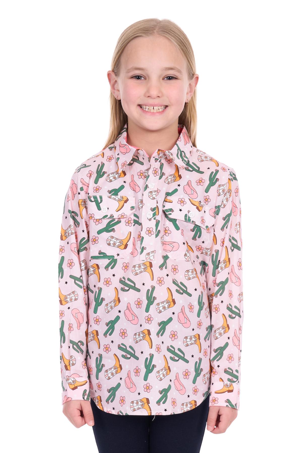 Kid's Cleo Half Placket Long Sleeve Shirt