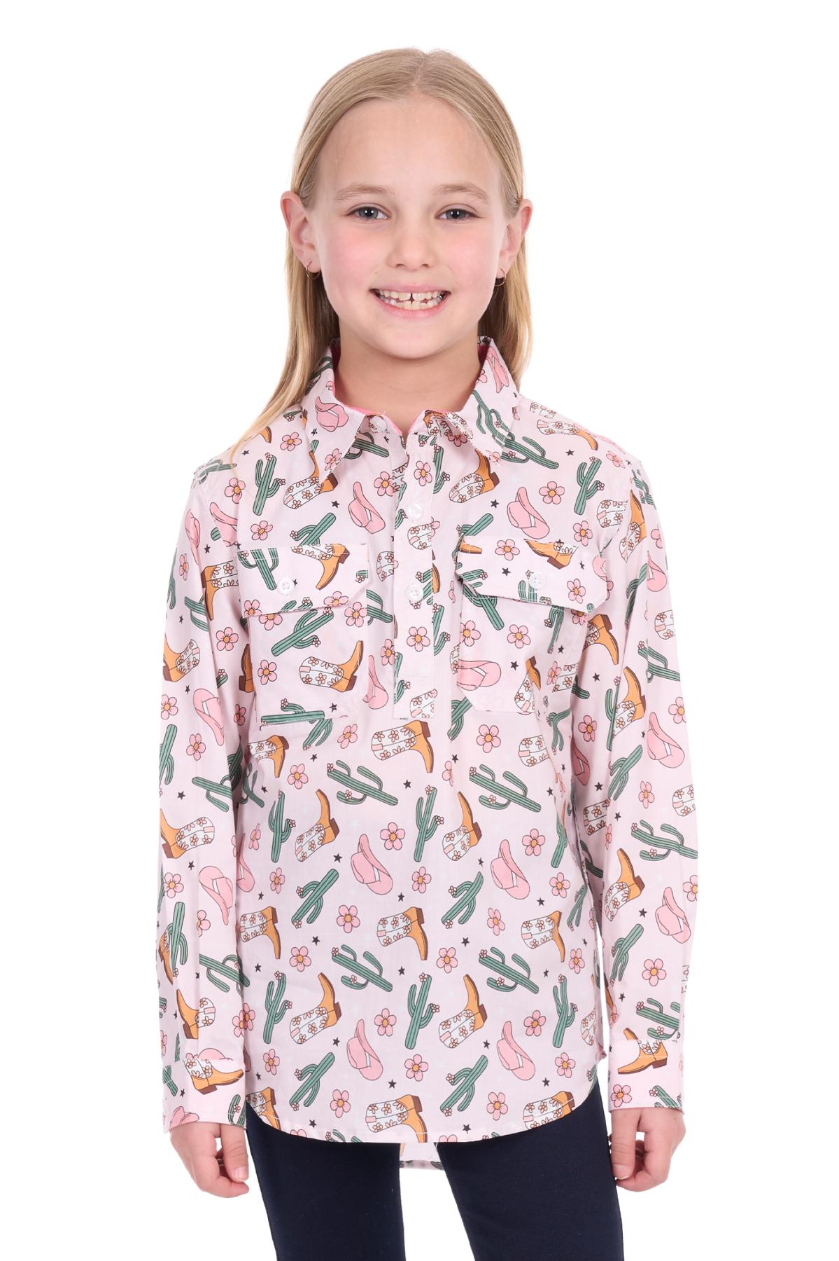 Kid's Cleo Half Placket Long Sleeve Shirt