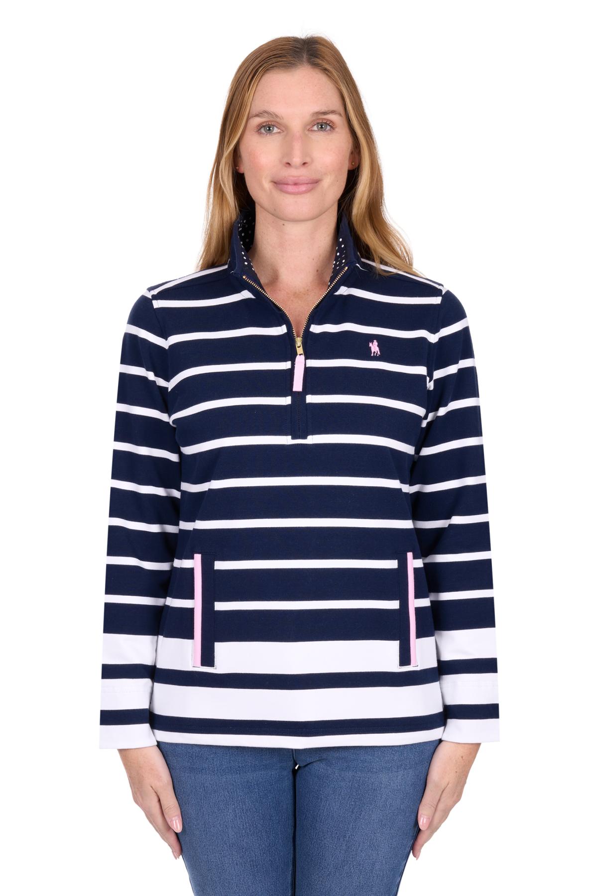 Women's Ava 1/4 Zip Stripe Rugby