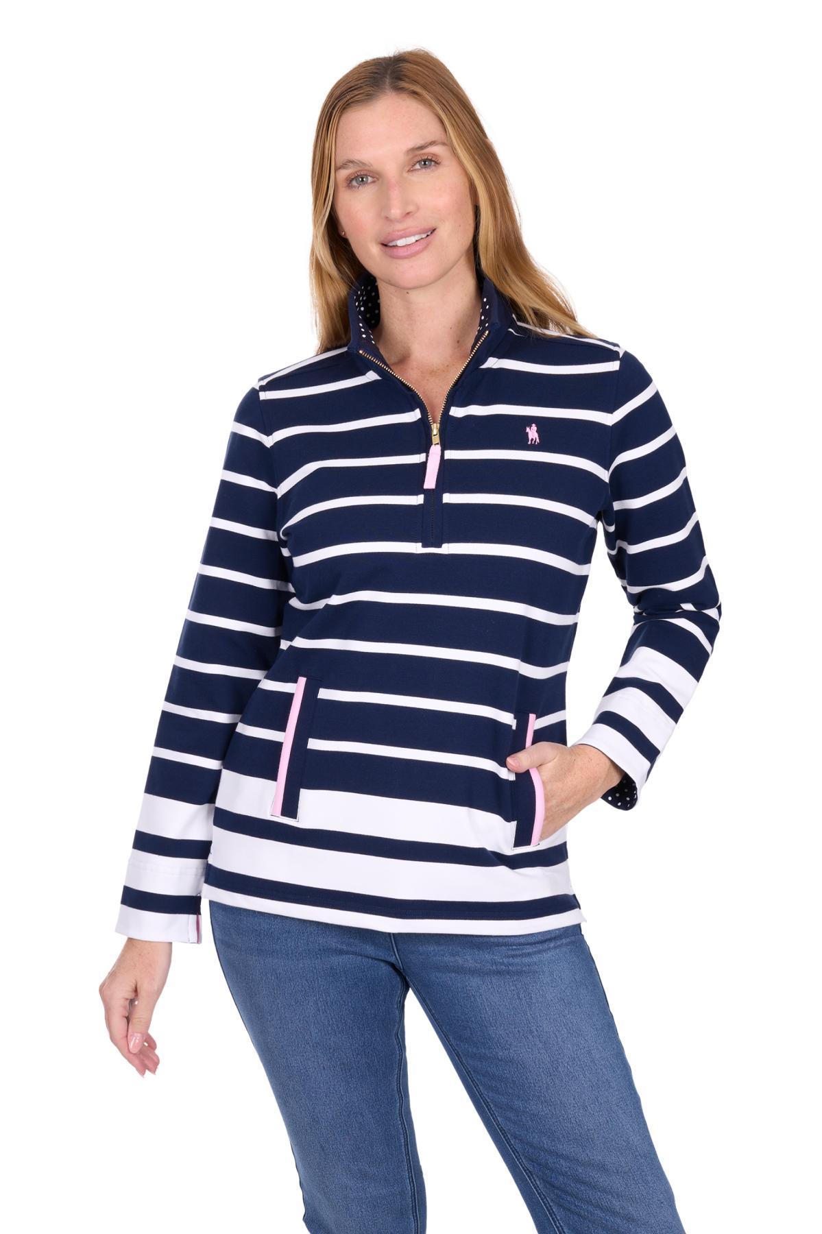 Women's Ava 1/4 Zip Stripe Rugby