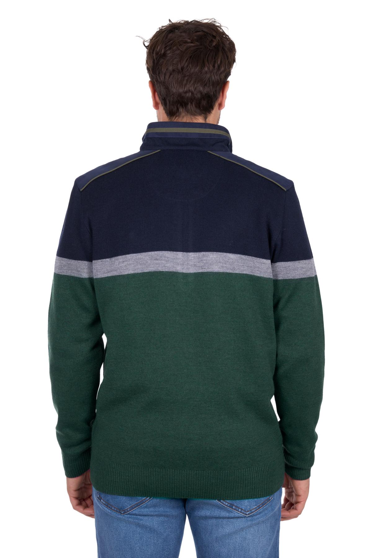 Men's Troy Stripe Merino Blend 1/4 Zip Knit Jumper