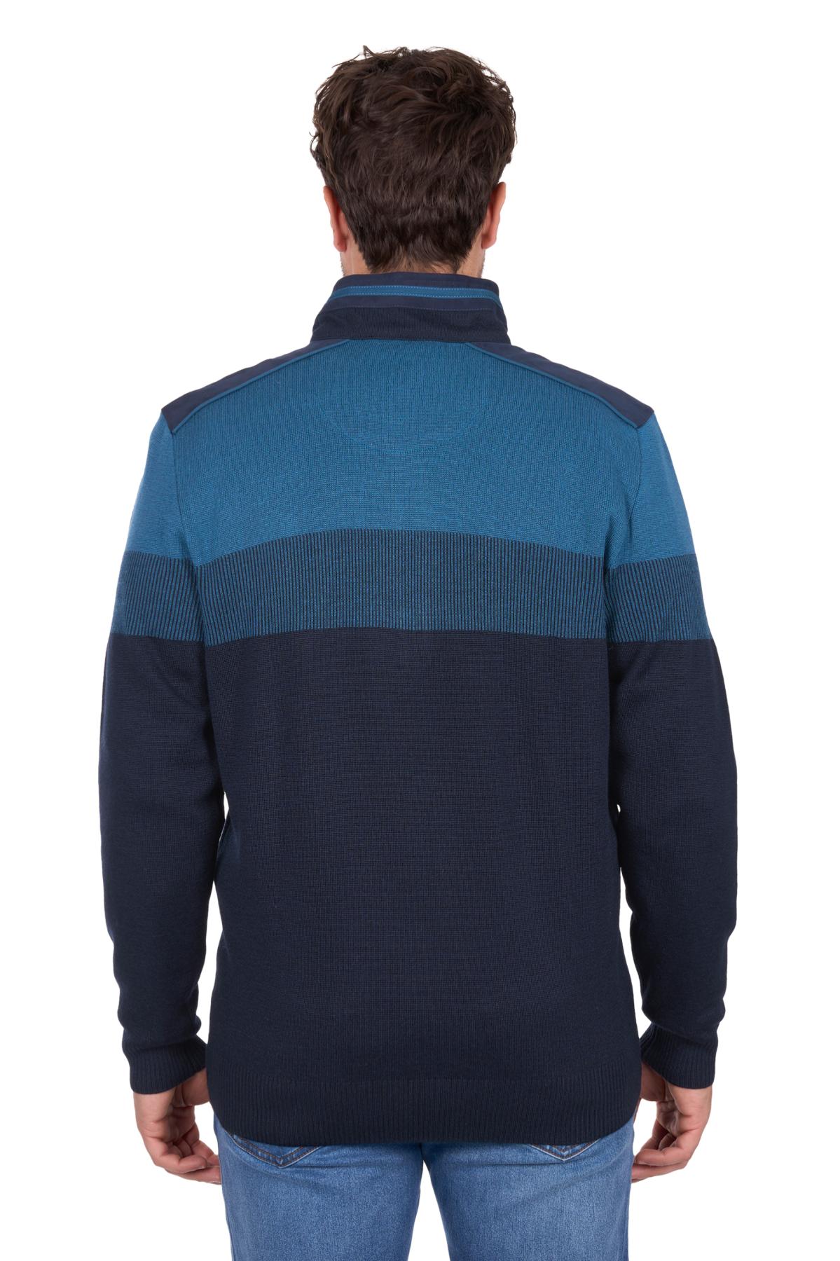 Men’s Jerry Stripe Merino Blend 1/4 Zip Knit Jumper