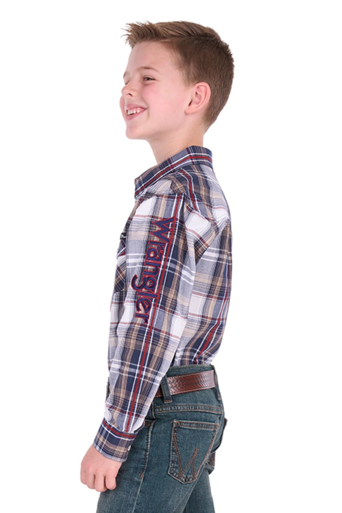 Boy’s Shaun Check Logo Western Long Sleeve Shirt