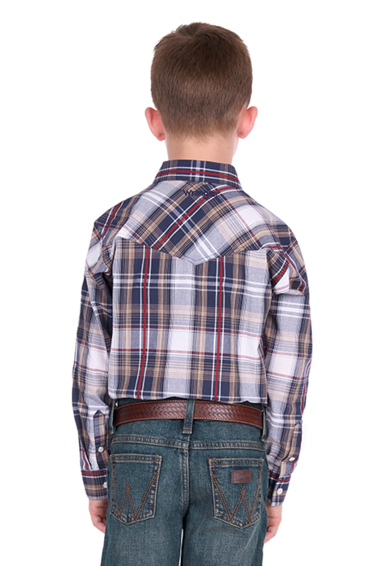 Boy’s Shaun Check Logo Western Long Sleeve Shirt