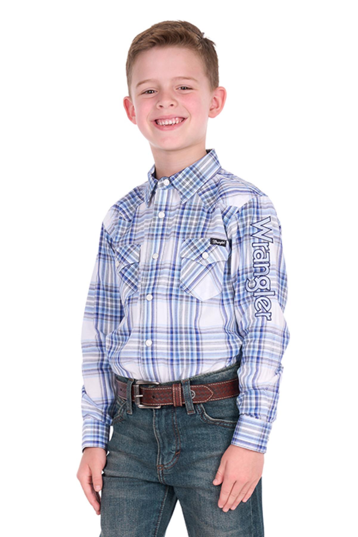 Boy’s Eric Check Logo Western Long Sleeve Shirt