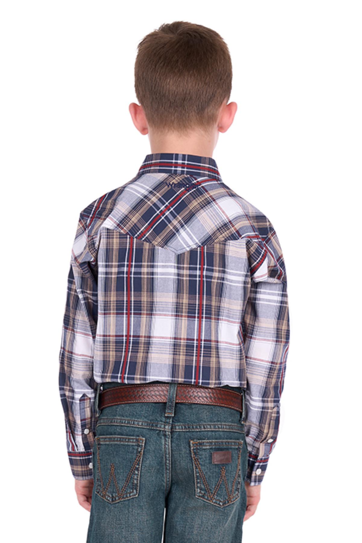 Boy’s Shaun Check Logo Western Long Sleeve Shirt