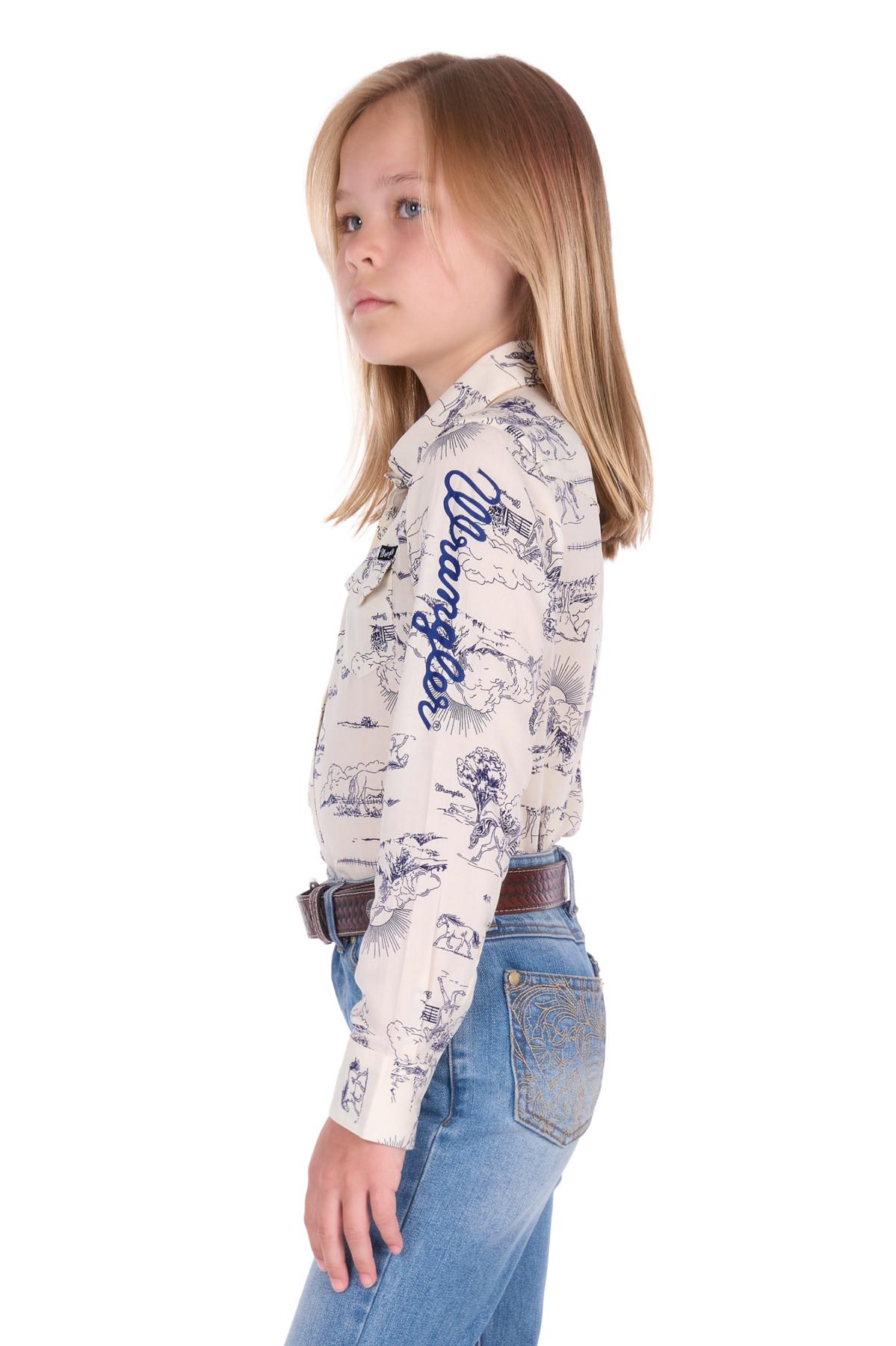 Girl’s Ivory Logo Long Sleeve Shirt