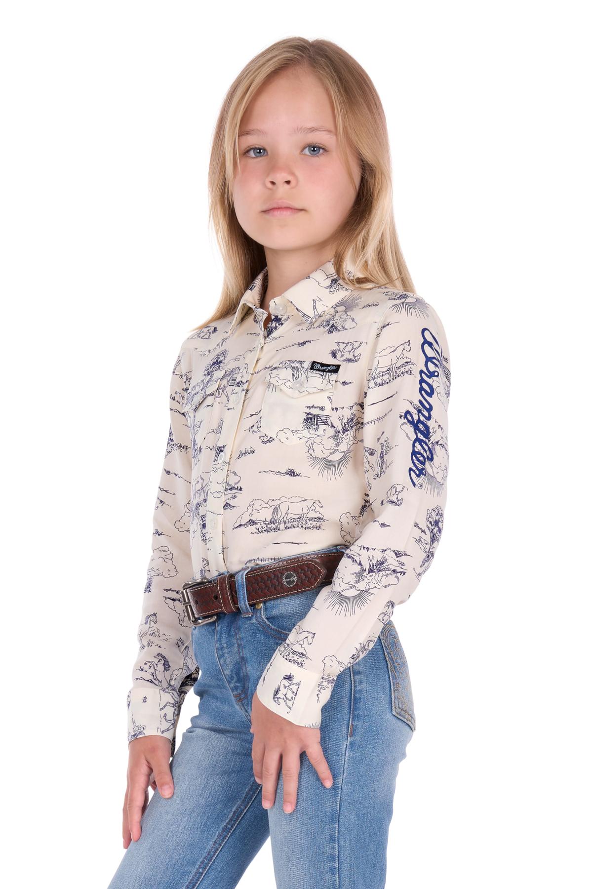 Girl’s Ivory Logo Long Sleeve Shirt