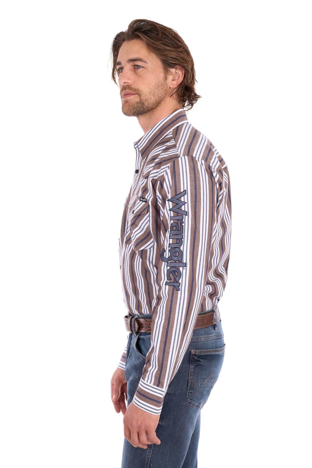 Men’s Eli Stripe Logo Western Button Down Long Sleeve Shirt