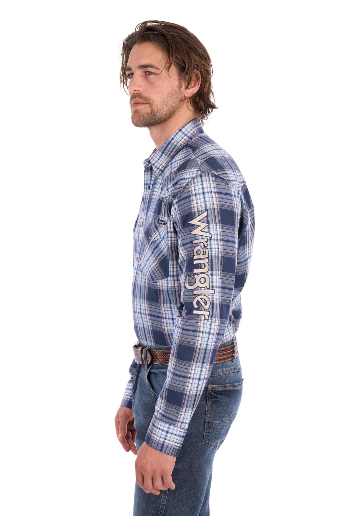 Men’s Mario Check Logo Western Long Sleeve Shirt