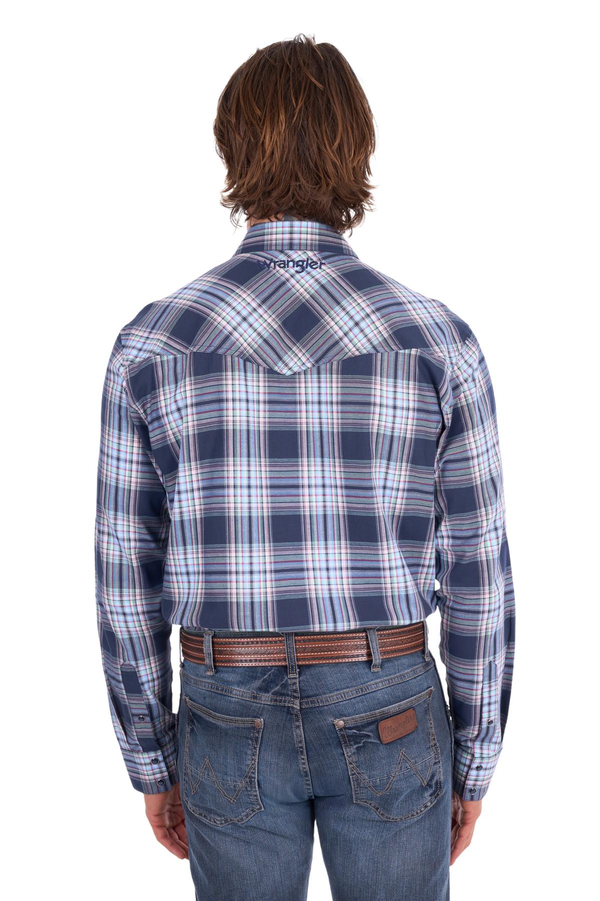 Men’s Mario Check Logo Western Long Sleeve Shirt