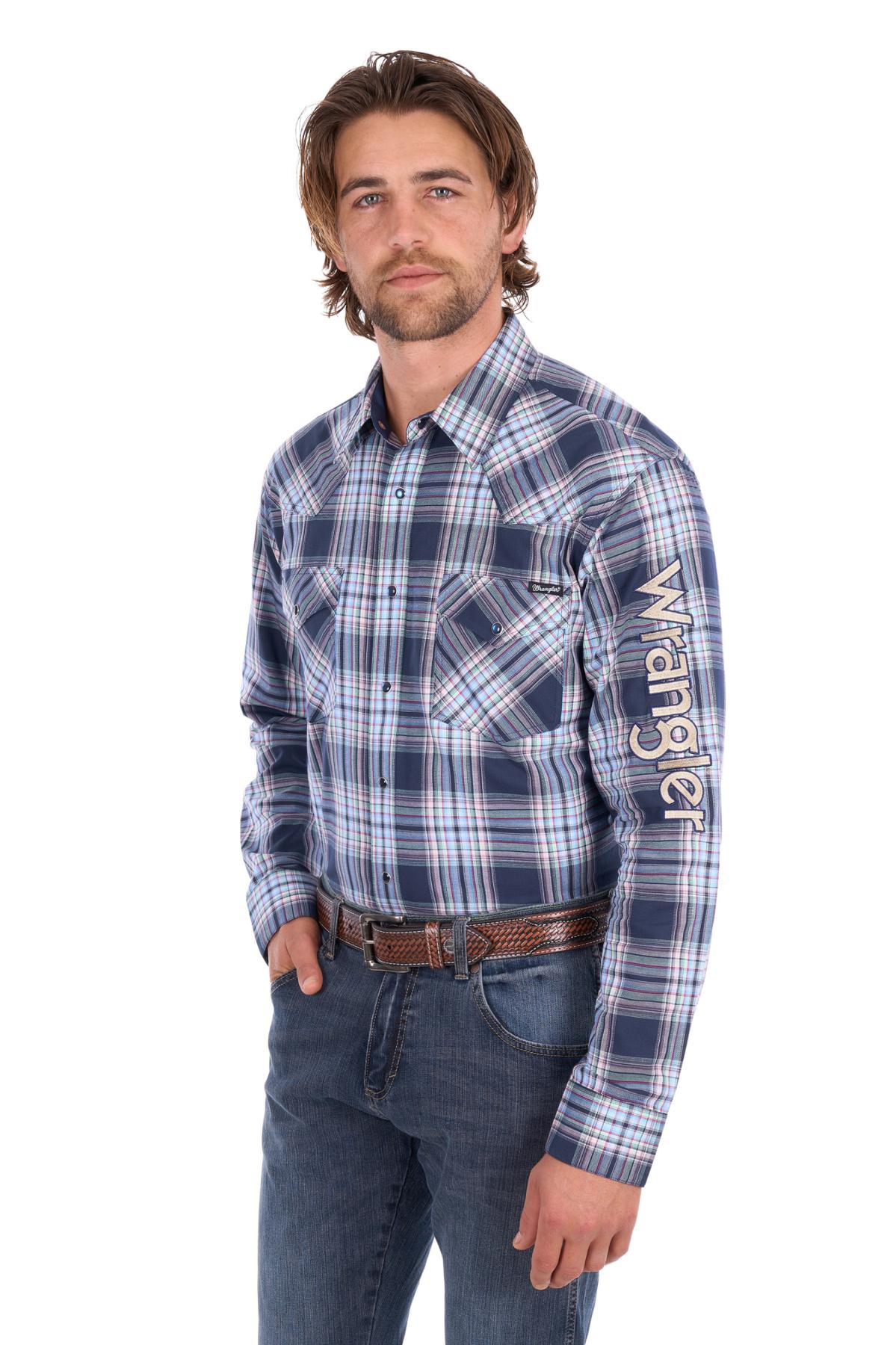 Men’s Mario Check Logo Western Long Sleeve Shirt