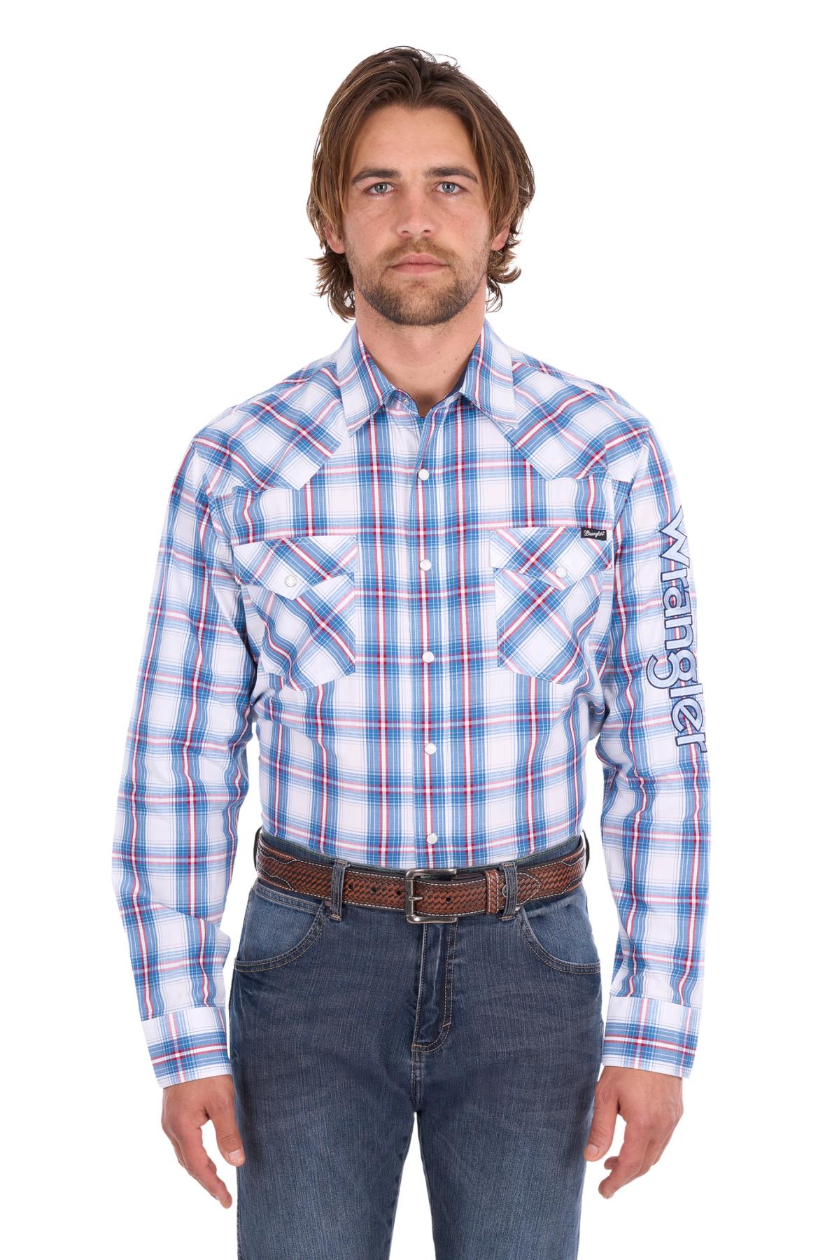 Men’s Louis Check Logo Western Long Sleeve Shirt