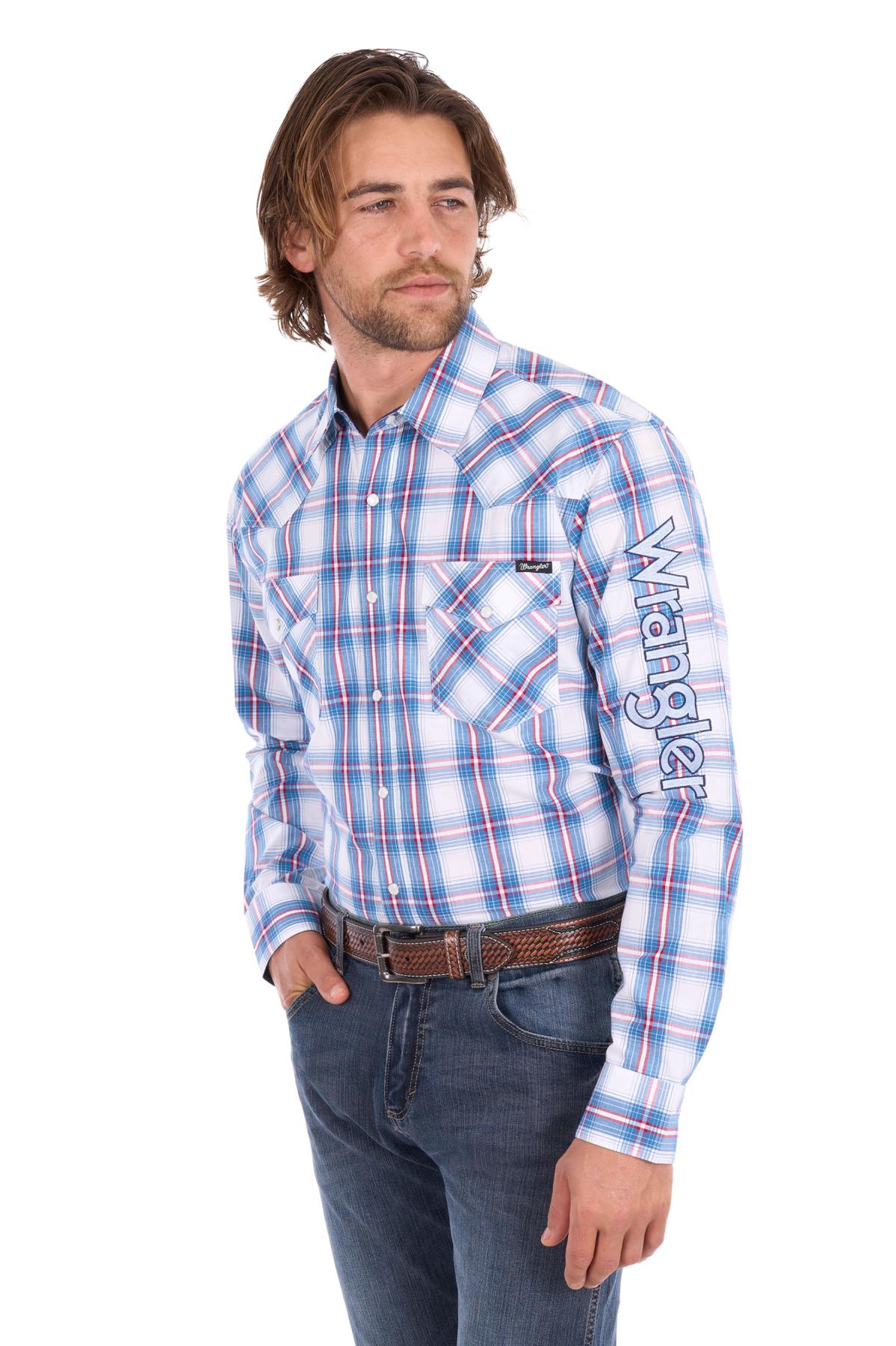 Men’s Louis Check Logo Western Long Sleeve Shirt