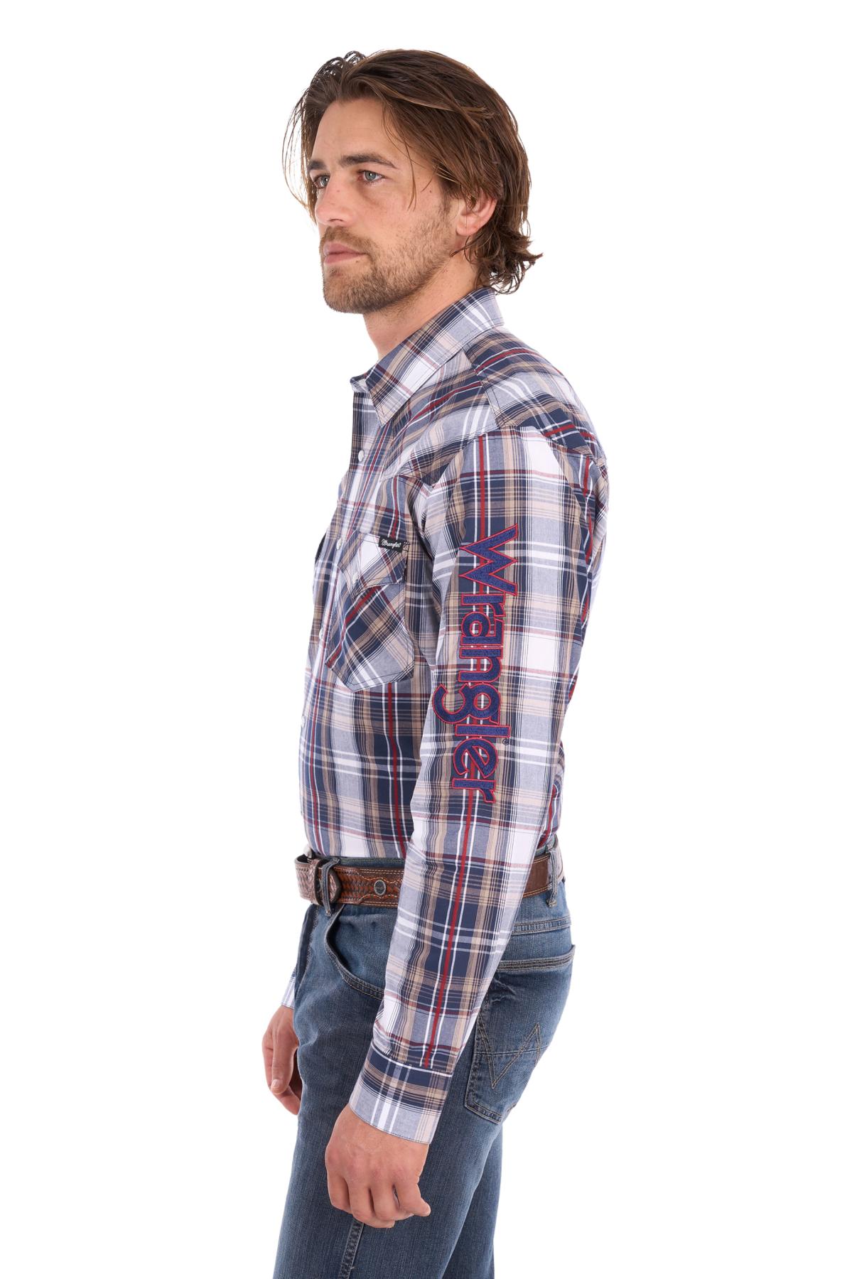 Men’s Shaun Check Logo Western Long Sleeve Shirt