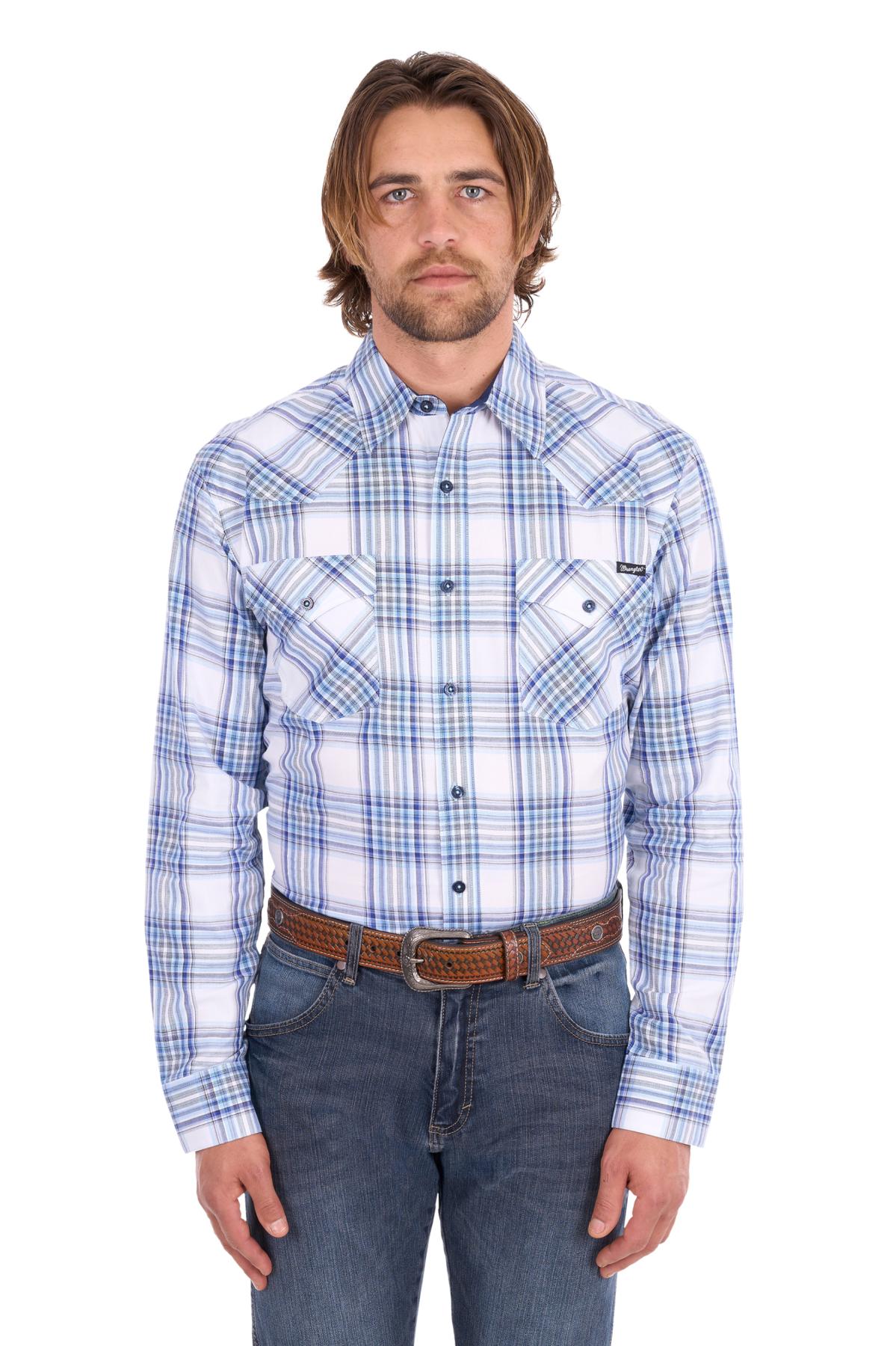Men’s Eric Check Western Button Down Long Sleeve Shirt