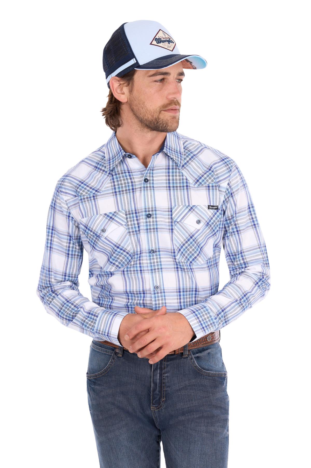 Men’s Eric Check Western Button Down Long Sleeve Shirt