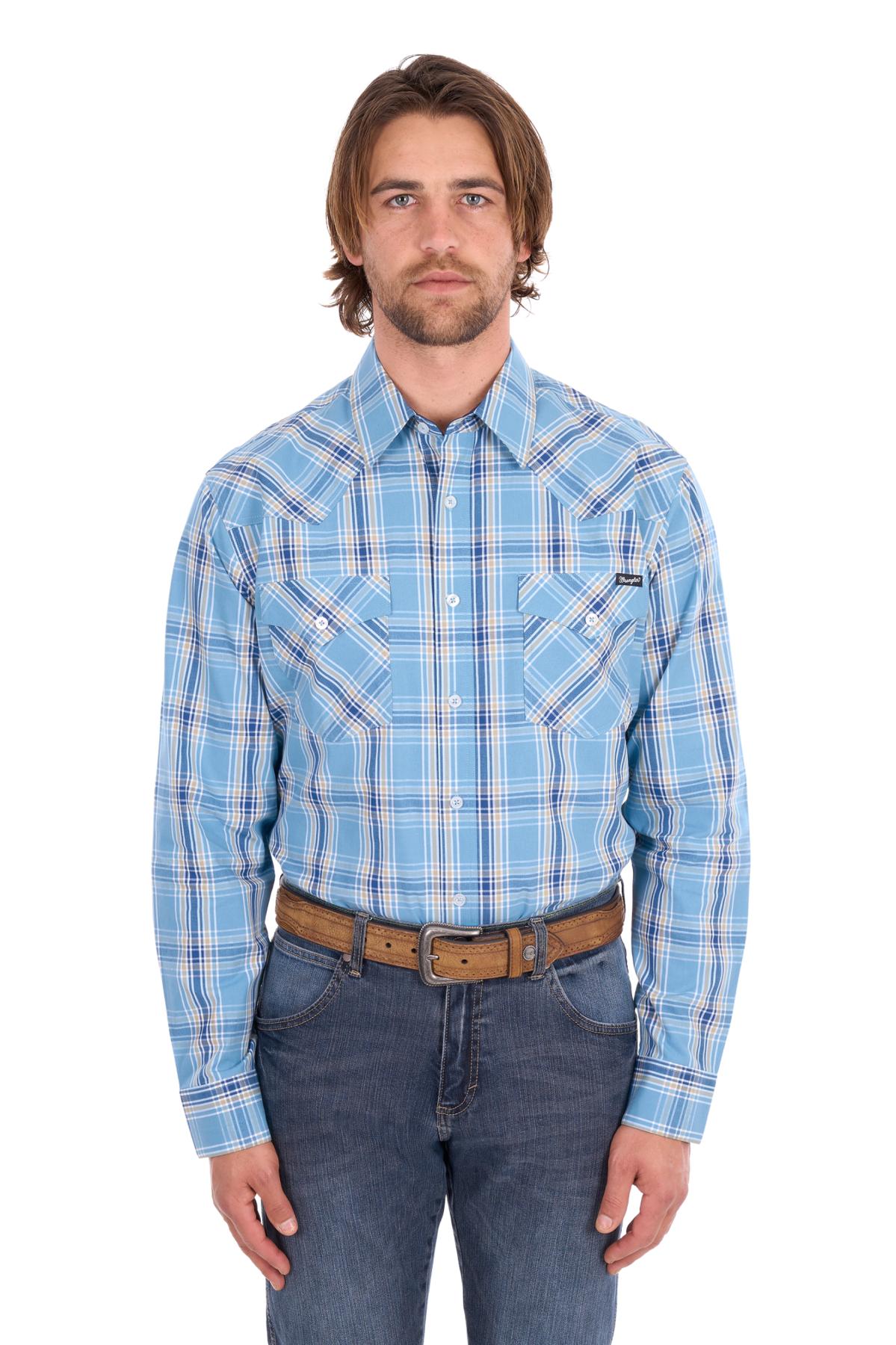 Men’s Zak Check Western Button Down Long Sleeve Shirt