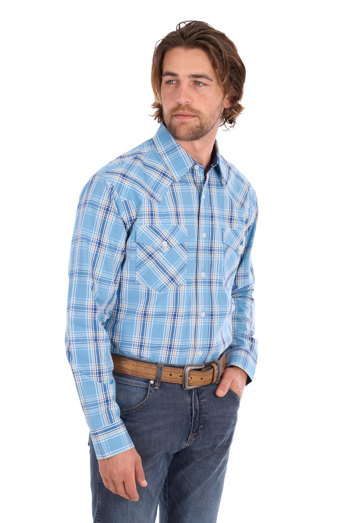 Men’s Zak Check Western Button Down Long Sleeve Shirt