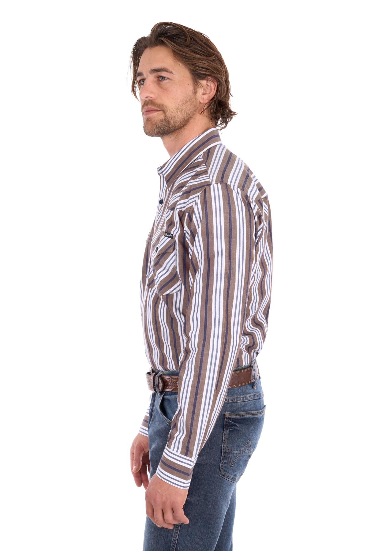 Men’s Eli Stripe Logo Western Button Down Long Sleeve Shirt